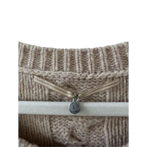 Anthropologie Knitted & Knotted Cable Knit Wool Blend Sweater Women’s Tan Size X - Picture 2 of 6
